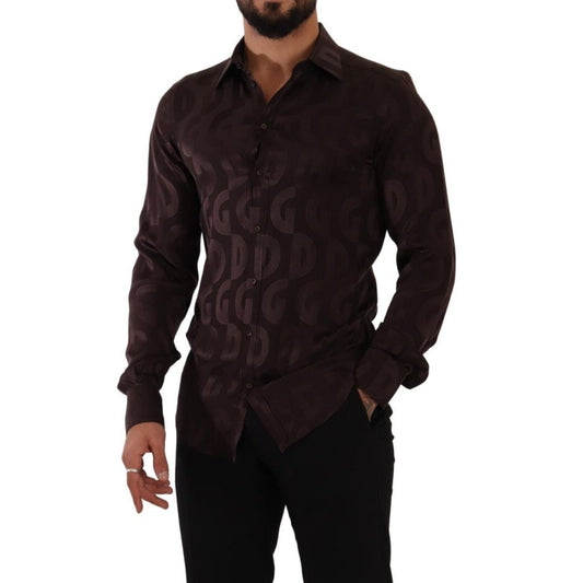 Dolce & Gabbana Bordeaux Silk Pattern Shirt Dolce & Gabbana