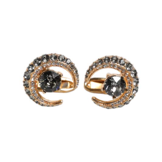 Dolce & Gabbana Brass Gold Black Crystal Luna Cufflink Dolce & Gabbana