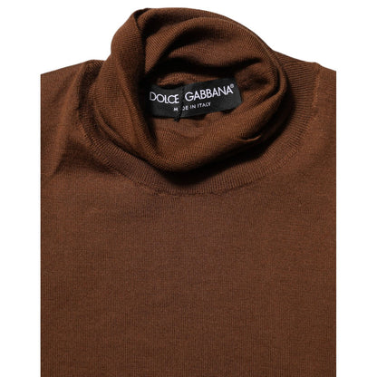 Dolce & Gabbana Brown Cashmere Turtle Neck Pullover Sweater