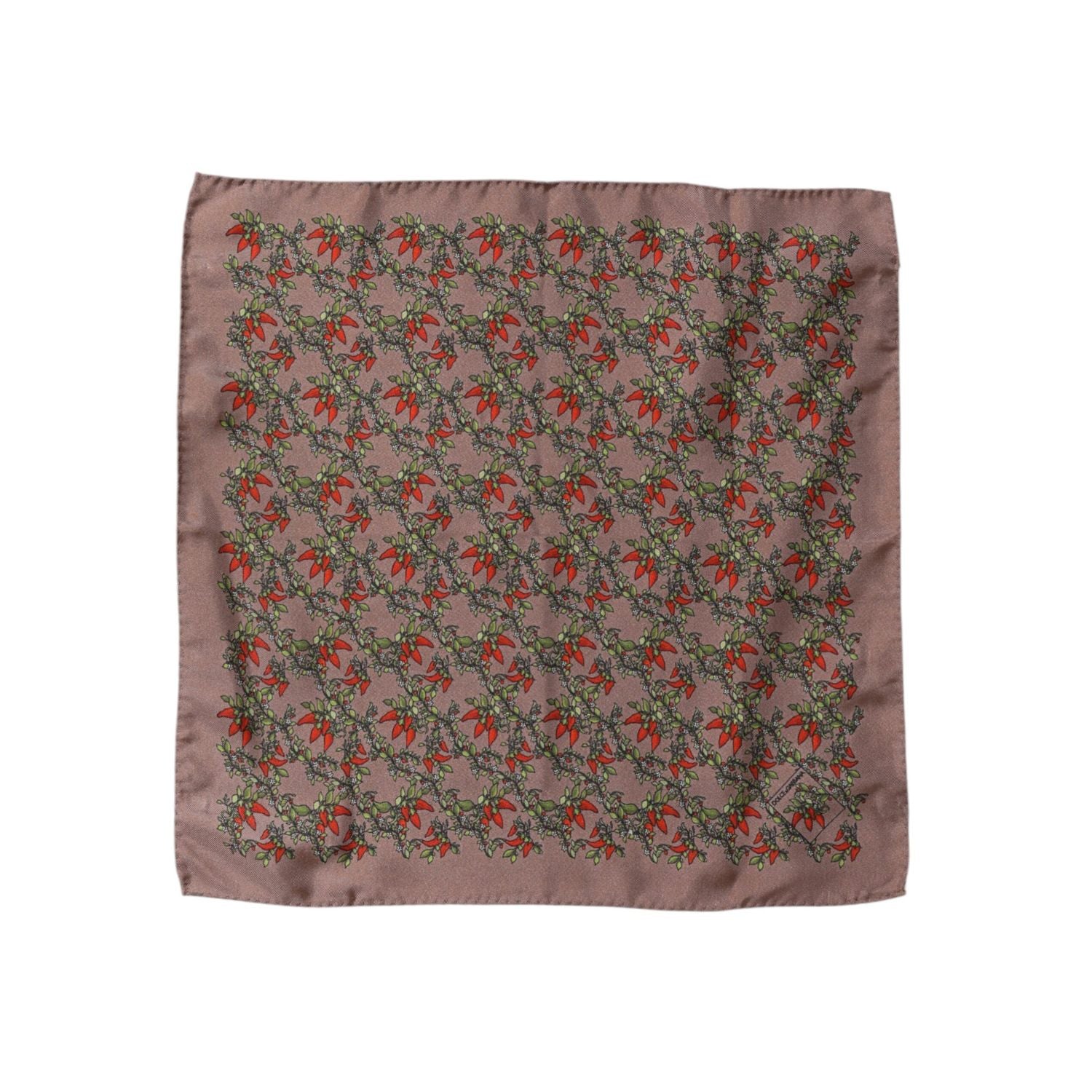 Dolce & Gabbana Brown Chilis Silk Square Men Foulard Scarf