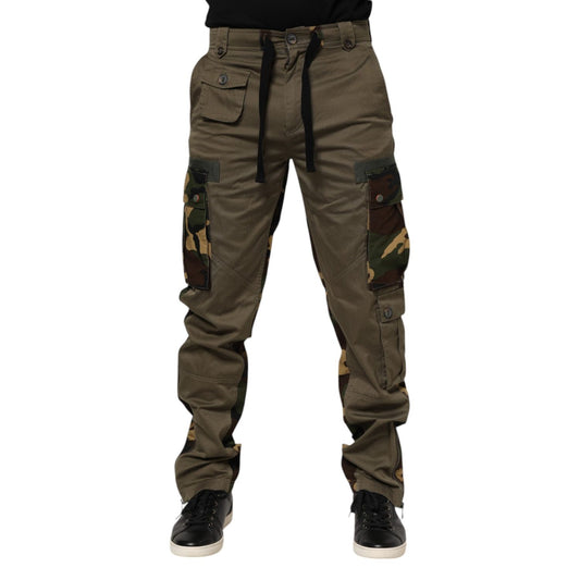 Dolce & Gabbana Brown Cotton Camouflage Cargo Pants Dolce & Gabbana