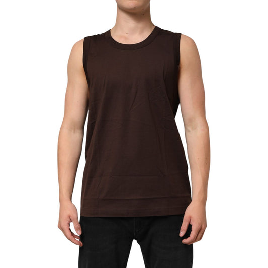 Dolce & Gabbana Brown Cotton Sleeveless Underwear Men Tank Top Dolce & Gabbana