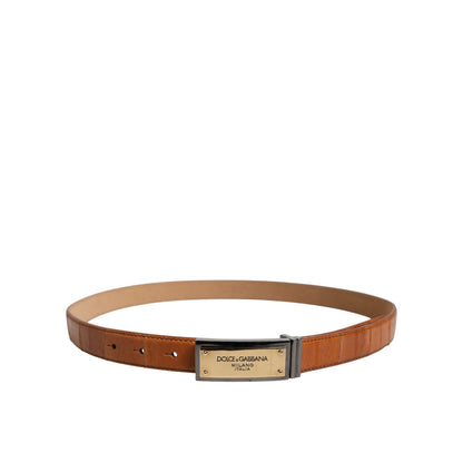 Dolce & Gabbana Browned Off Leather Gold DG Logo Buckle Belt