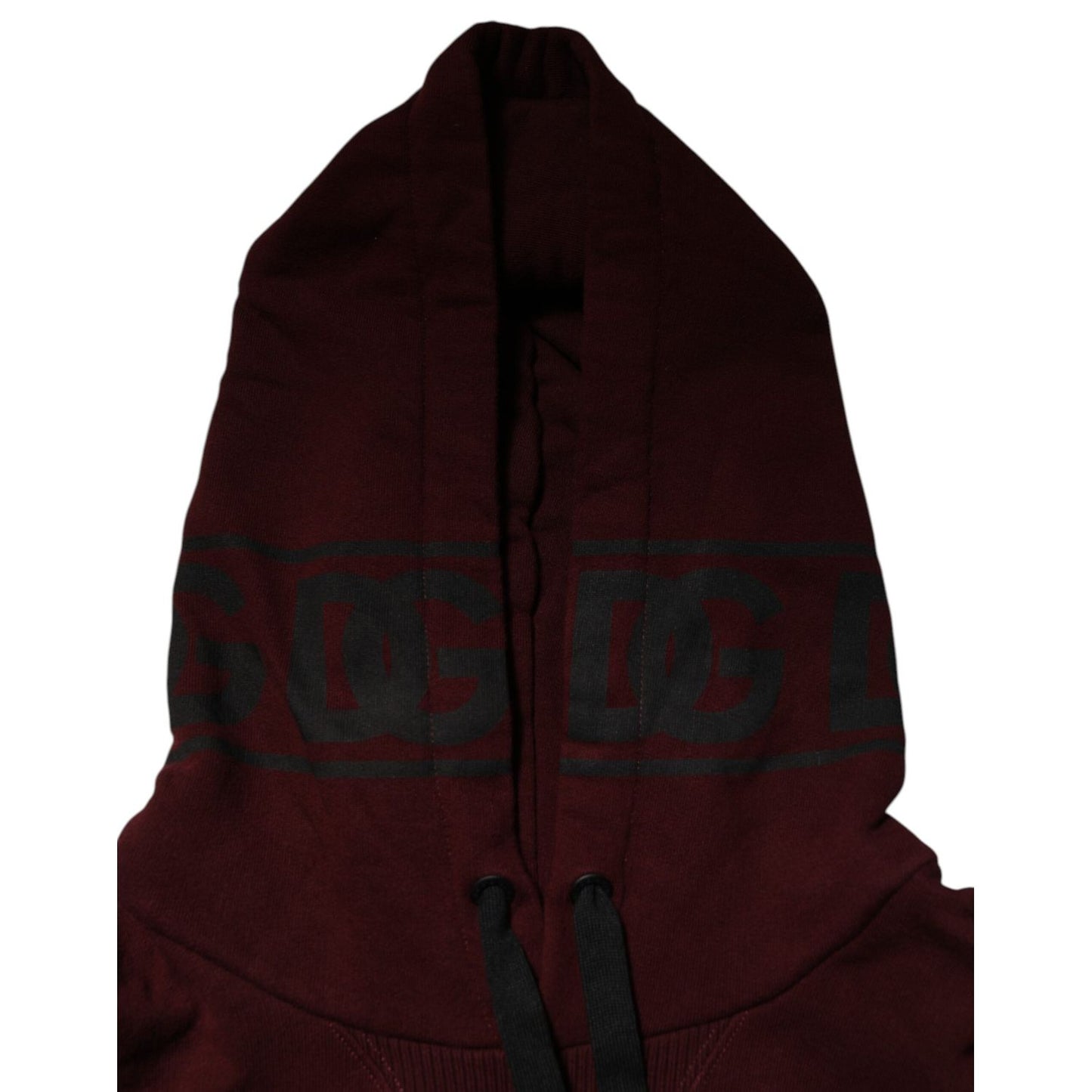 Dolce & Gabbana Burgundy Cotton Plaid Lined Men Hoodie Sweater