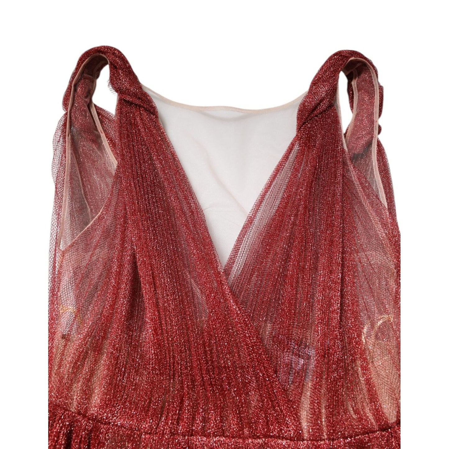 Dolce & Gabbana Burgundy Mesh Sleeveless Midi A-line Dress