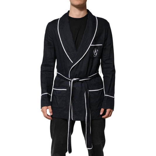 Dolce & Gabbana Dark Blue DG Embroidery Jacket Robe Blazer Dolce & Gabbana