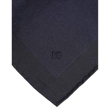 Dolce & Gabbana Dark Blue Silk Square Men Foulard Scarf