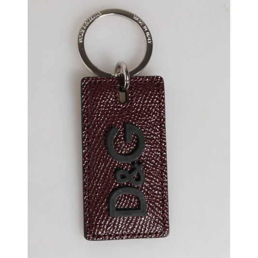 Dolce & Gabbana Dark Brown Leather Logo Metal Ring Men Keychain Keyring Dolce & Gabbana