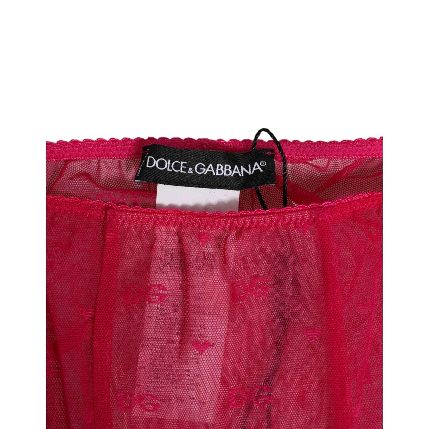 Dolce & Gabbana Fuchsia Logo Lace Tight Midi Trousers Underwear