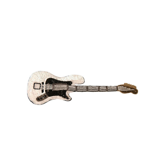 Dolce & Gabbana Gold Brass Beaded Guitar Pin Brooch Dolce & Gabbana
