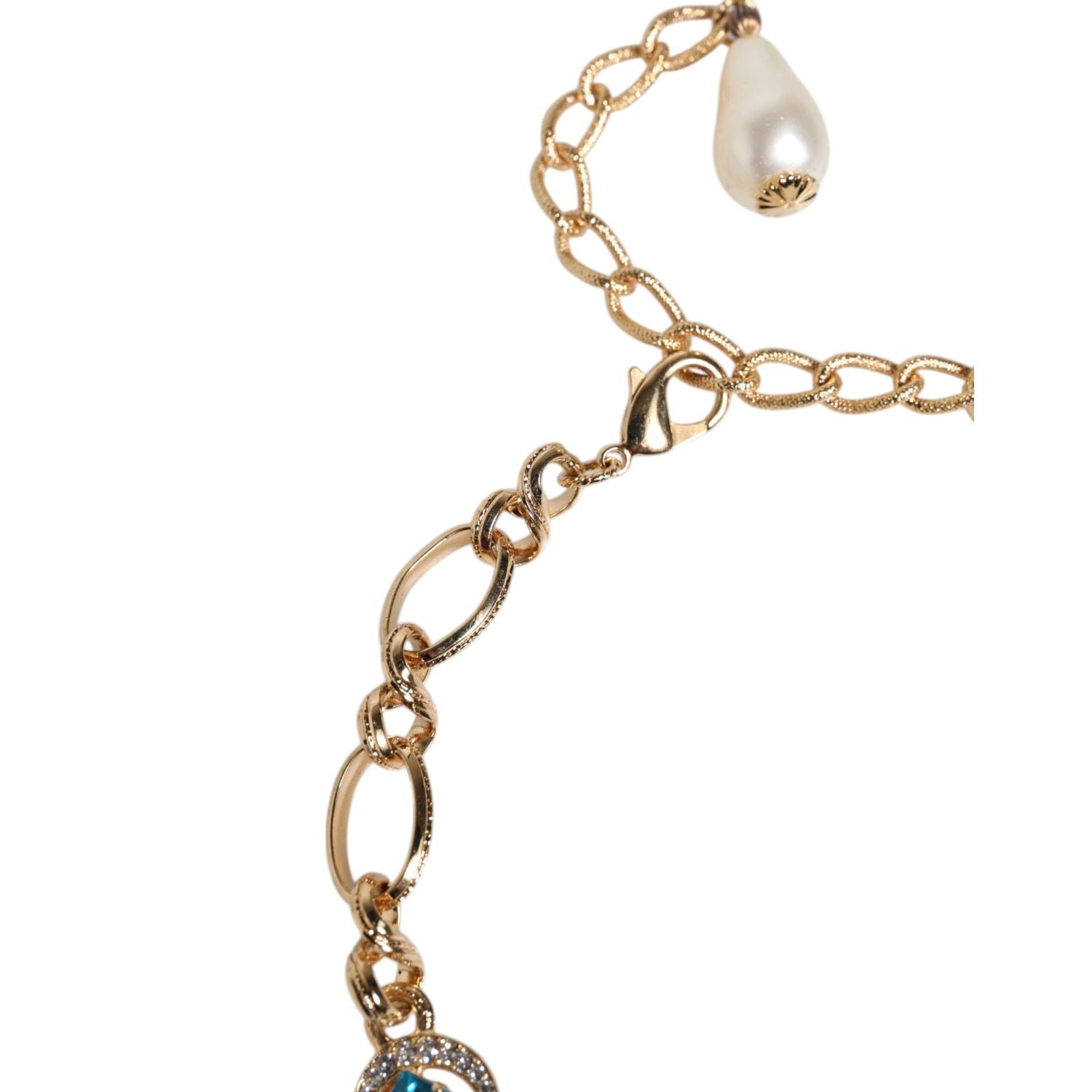 Dolce & Gabbana Gold Brass Pietre Oval Crystal Embellished Necklace