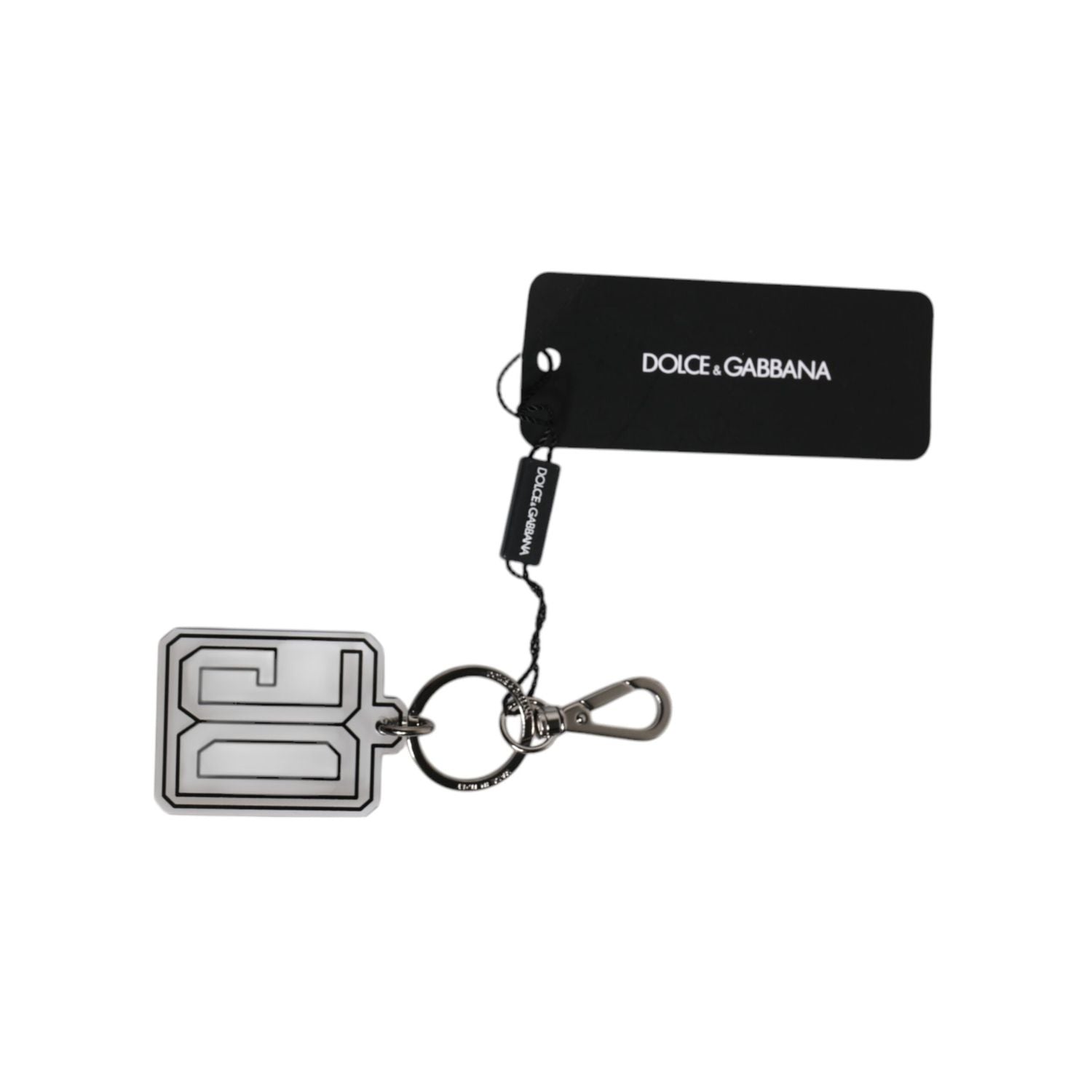 Dolce & Gabbana Gray Black DG Rubber Logo Silver Men's Keychain Keyring