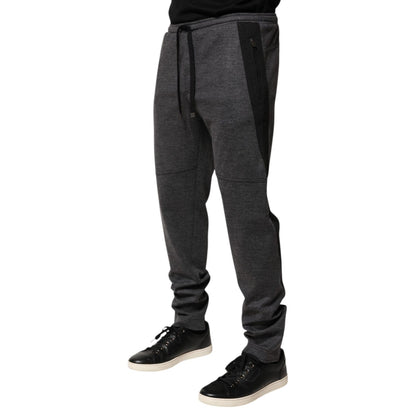 Dolce & Gabbana Gray Black Wool Blend Jogger Sweatpants Pants
