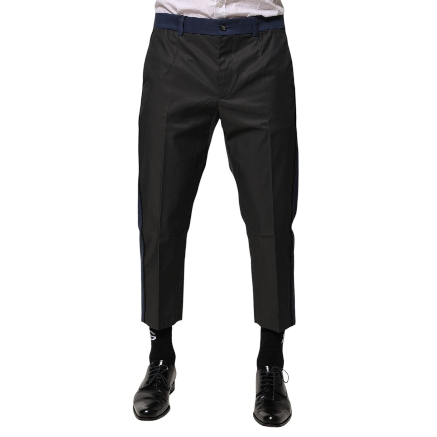 Dolce & Gabbana Gray Blue Cotton 3/4 Chinos Crop Trouser Pants