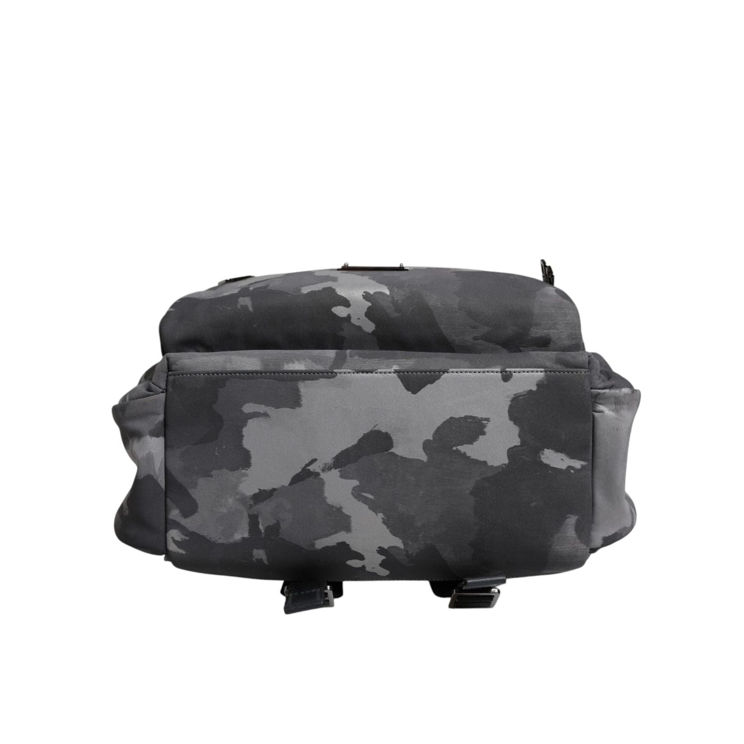 Dolce & Gabbana Gray Cotton Camouflage Logo Plaque Backpack Bag