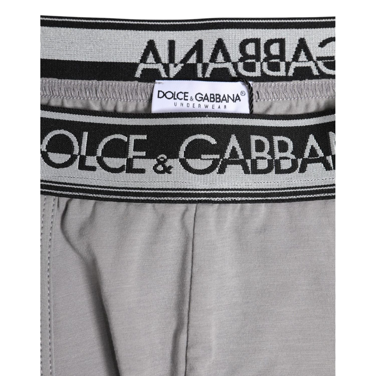 Dolce & Gabbana Gray Cotton Stretch Regular Boxer Underwear