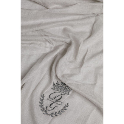 Dolce & Gabbana Gray DG Crown Neck Warmer Wrap Shawl Scarf