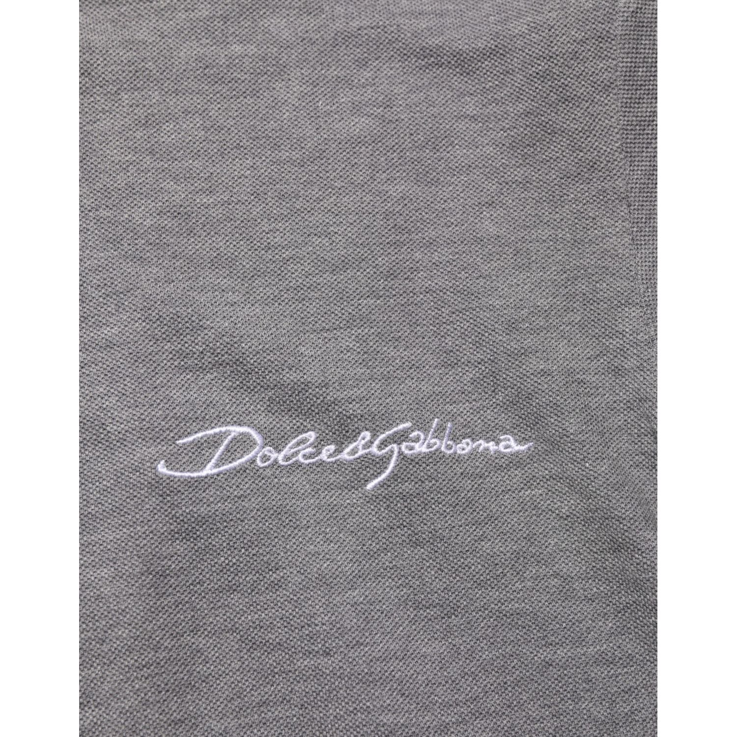 Dolce & Gabbana Gray Logo Embroidery Collared Polo T-shirt