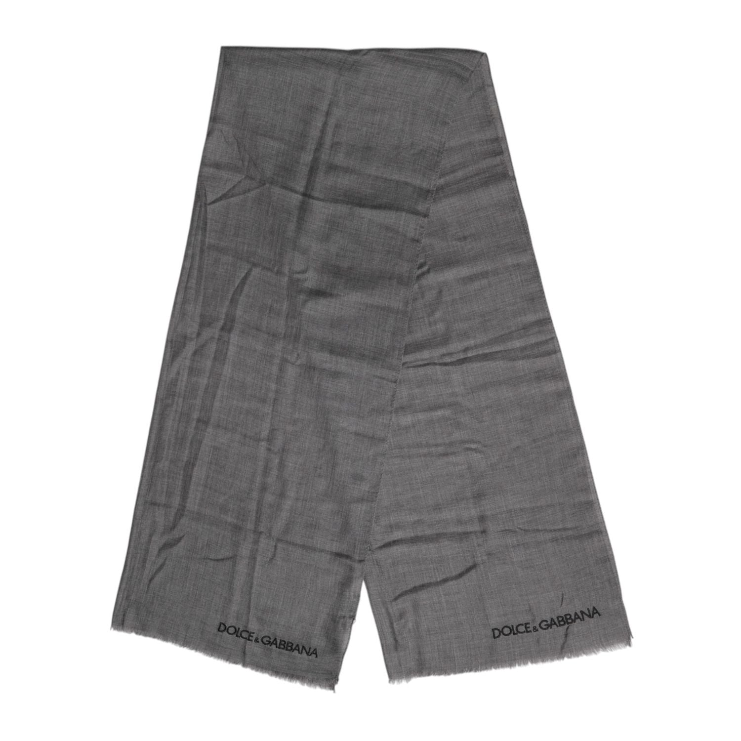 Dolce & Gabbana Gray Logo Print Neck Warmer Wrap Shawl Scarf