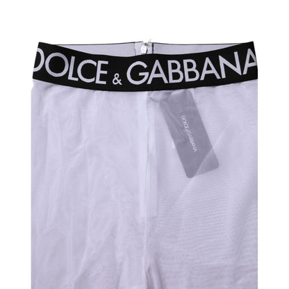 Dolce & Gabbana Gray Nylon DG Logo Mid Waisted Leggings Pants