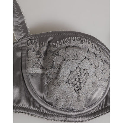 Dolce & Gabbana Gray Silk Underwired Balconette Bra Underwear