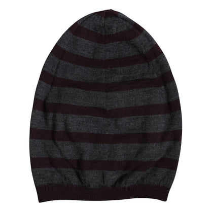 Dolce & Gabbana Gray Striped Wool Knitted Winter Beanie Hat Dolce & Gabbana