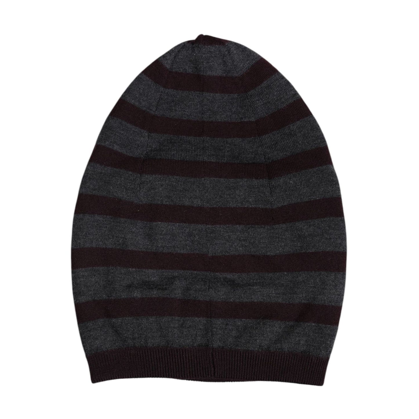 Dolce & Gabbana Gray Striped Wool Knitted Winter Beanie Hat Dolce & Gabbana