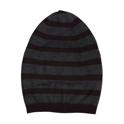Dolce & Gabbana Gray Striped Wool Knitted Winter Beanie Hat Dolce & Gabbana