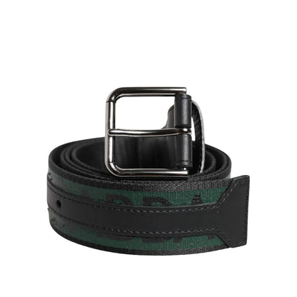 Dolce & Gabbana Green Black Polyester DG Logo Buckle Belt