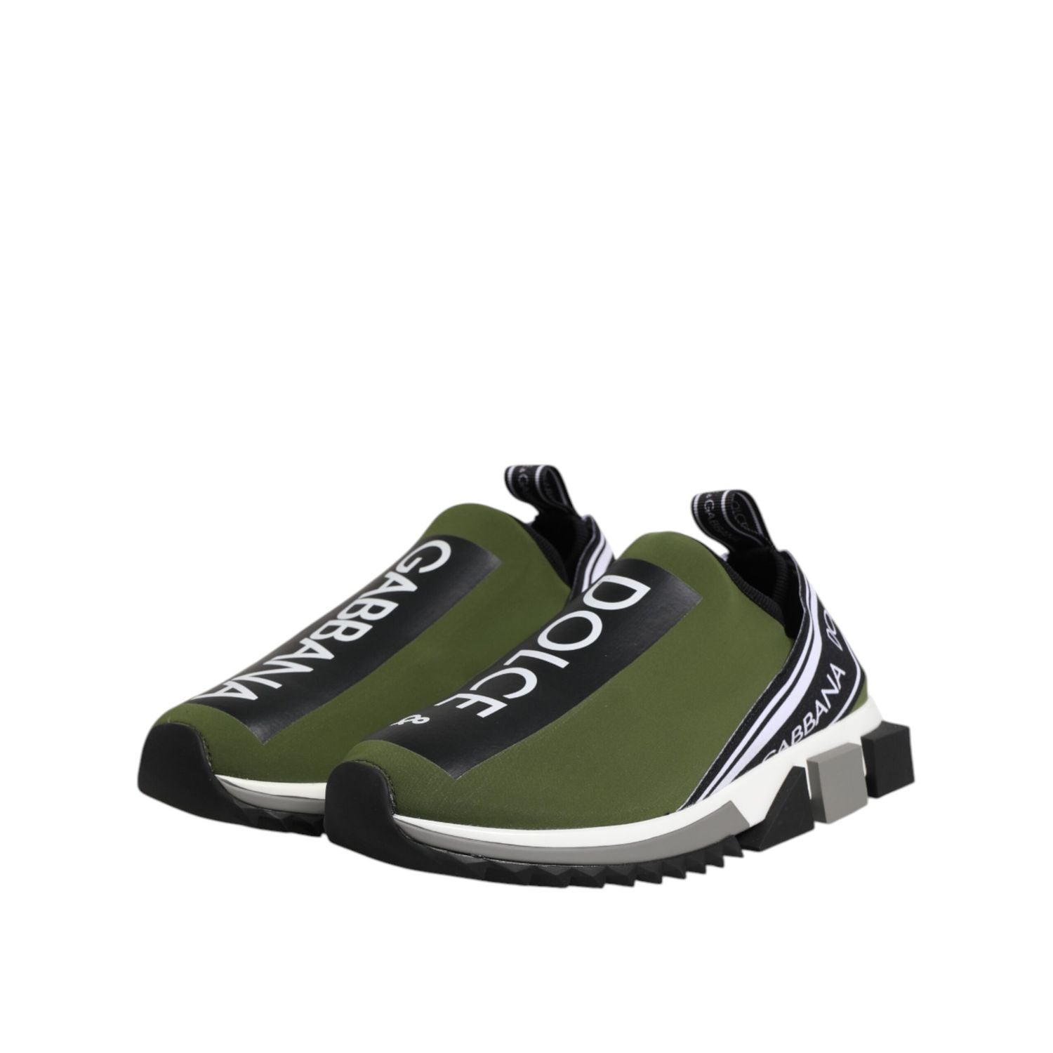 Dolce & Gabbana Green Black Slip On Sorrento Sneakers Shoes