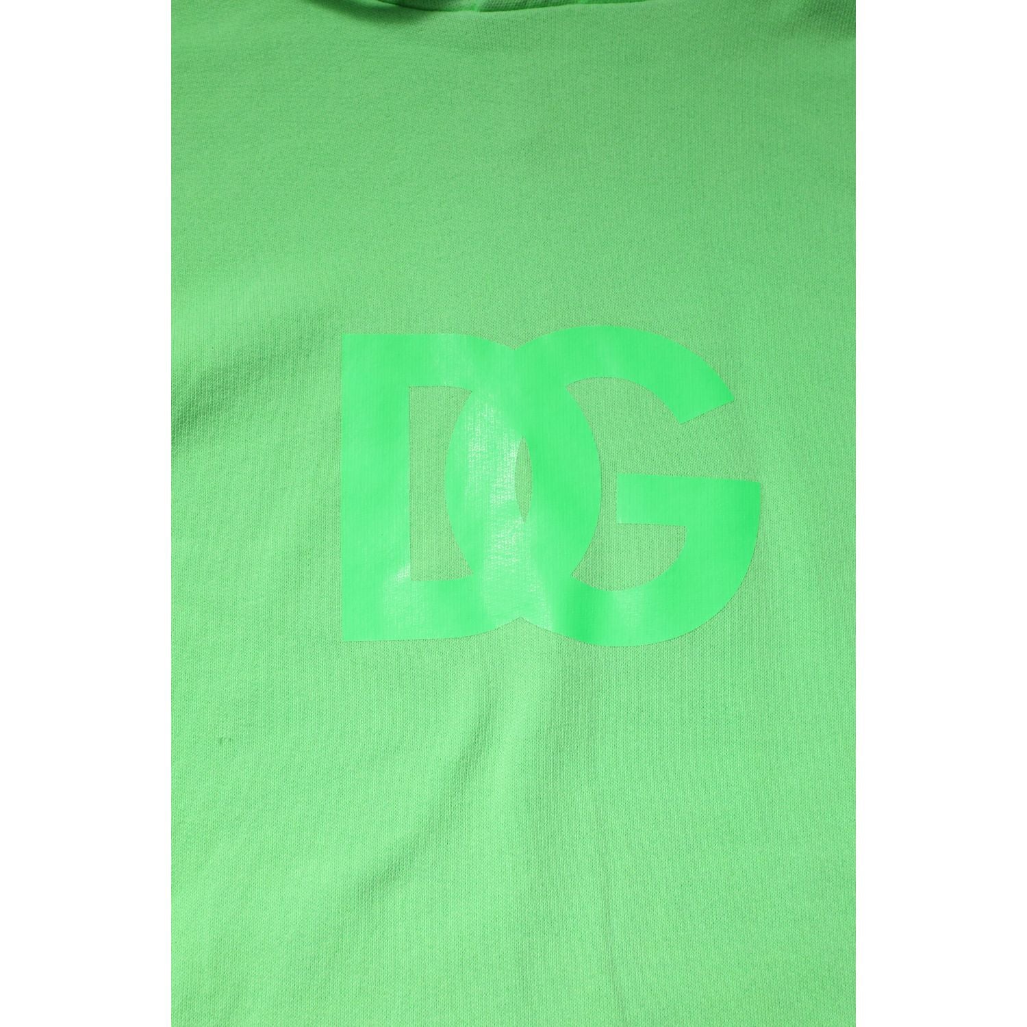 Dolce & Gabbana Green Cotton DG Logo Print Hooded Sweater