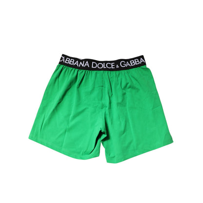 Dolce & Gabbana Green Cotton Regular Boxer Shorts Underwear