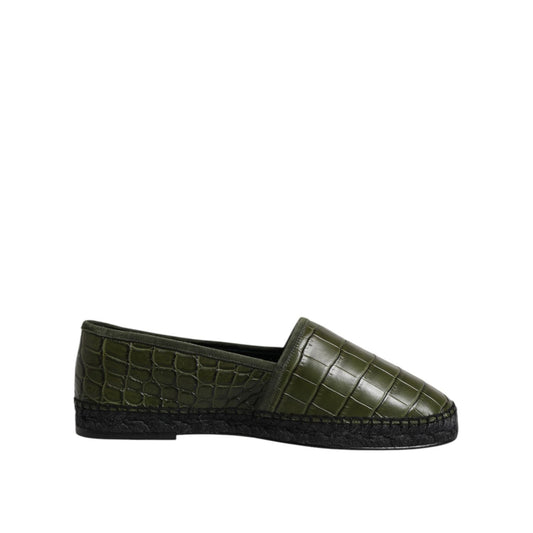 Dolce & Gabbana Green Exotic Leather Espadrilles Slip On Shoes Dolce & Gabbana