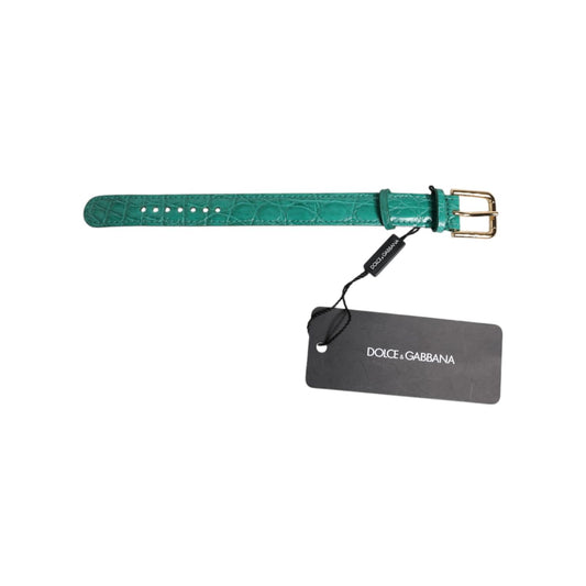 Dolce & Gabbana Green Exotic Leather Gold Tone Metal Buckle Armband Dolce & Gabbana