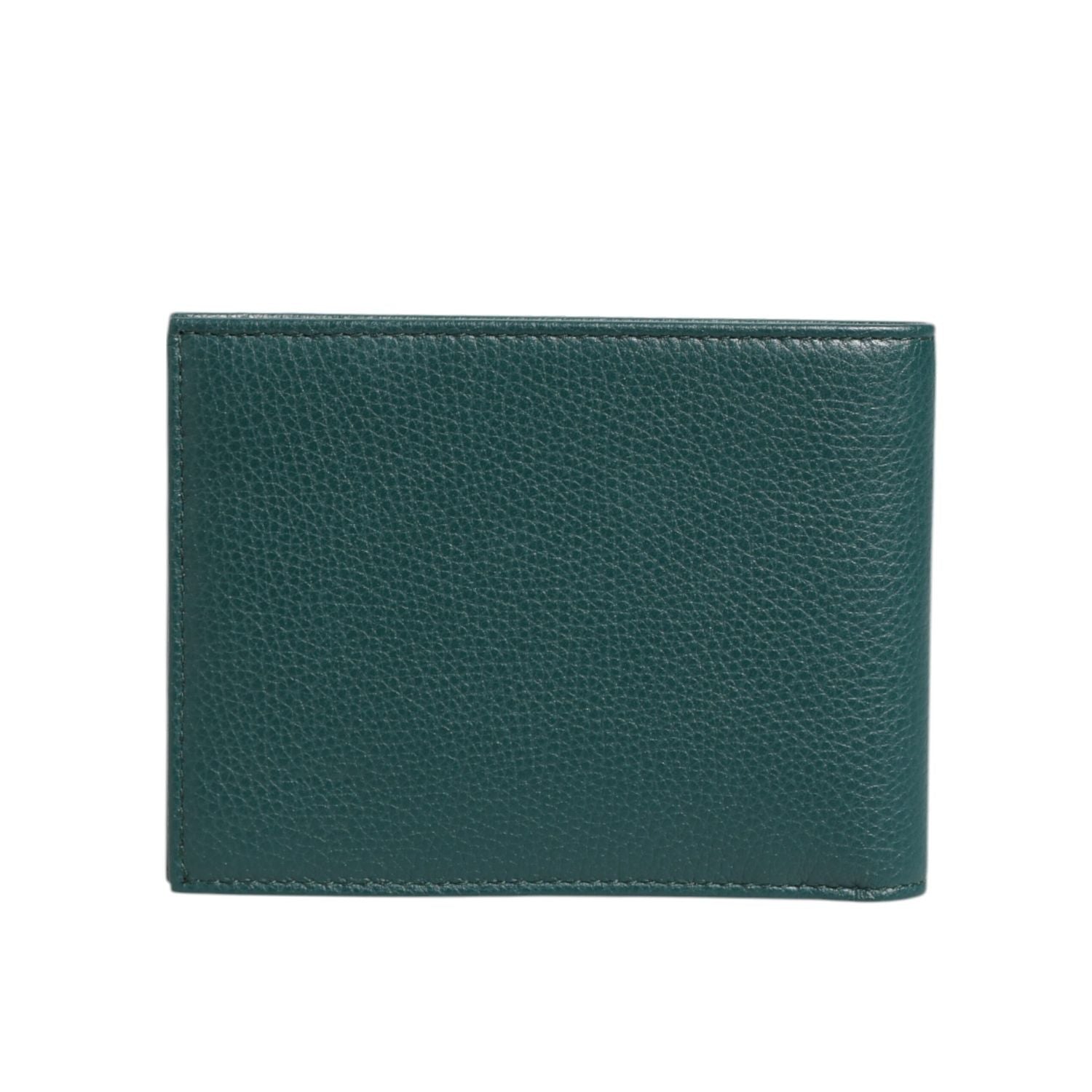 Dolce & Gabbana Green Leather DG Logo Plaque Bifold Men Card Holder Wallet