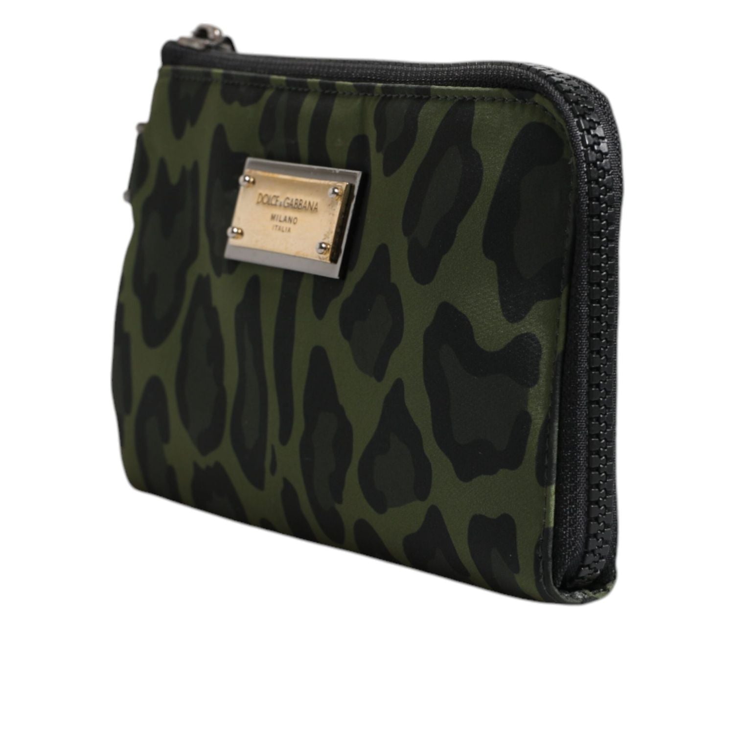 Dolce & Gabbana Green Leopard Leather Logo Plaque Multifunctional Kit Bag