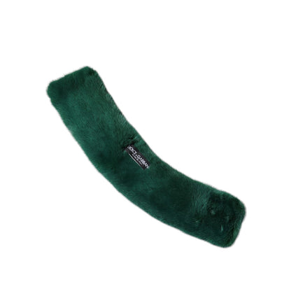 Dolce & Gabbana Green Mink Fur Collar Women Neck Wrap Scarf
