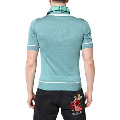 Dolce & Gabbana Green Printed Collared Short Sleeve T-shirt