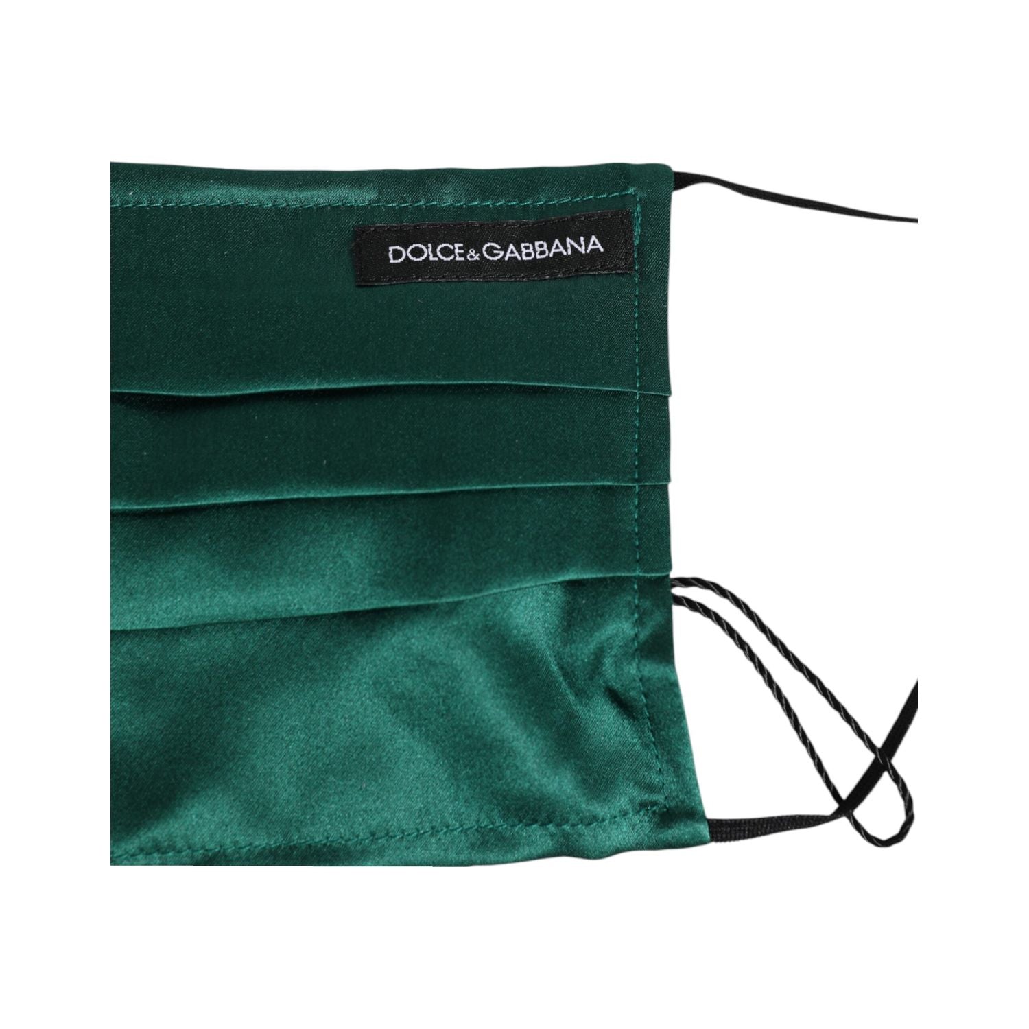 Dolce & Gabbana Green Silk Pleated Elastic Ear Strap Face Mask