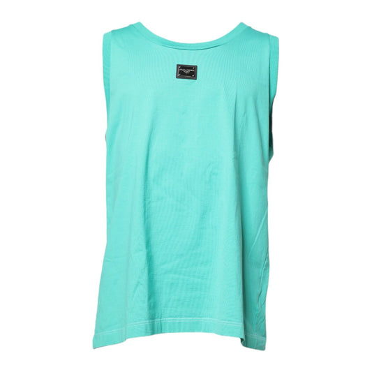 Dolce & Gabbana Green Sleeveless Logo Round Neck T-shirt Dolce & Gabbana