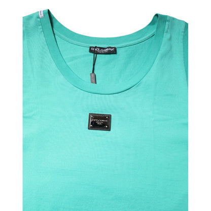 Dolce & Gabbana Green Sleeveless Logo Round Neck T-shirt