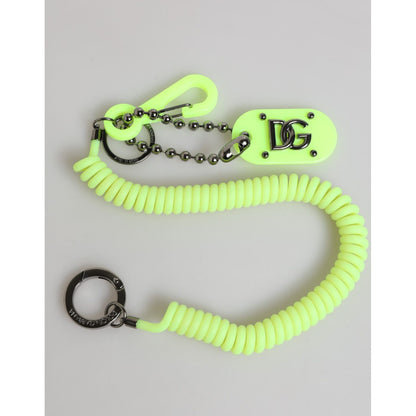 Dolce & Gabbana Green Springy Key Holder DG Logo Men's Keychain Keyring