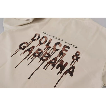 Dolce & Gabbana Ivory Cotton Ivory Printed Crewneck