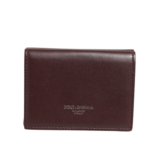Dolce & Gabbana Leather Embossed Logo Trifold Men Card Holder Dark Brown Dolce & Gabbana