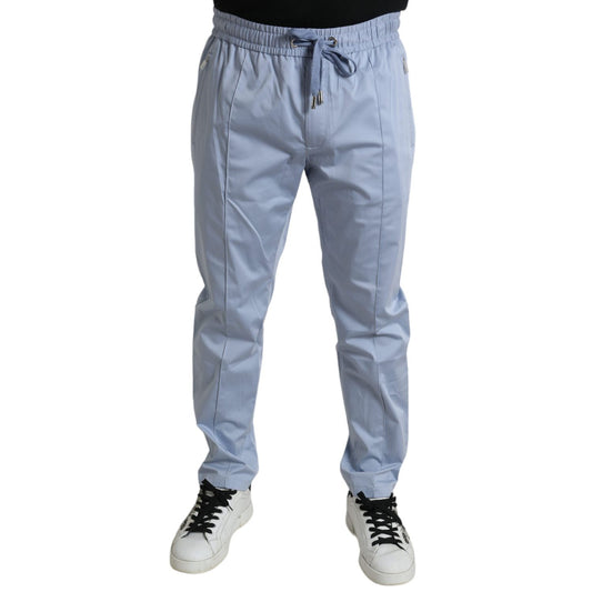 Dolce & Gabbana Light Blue Cotton Stretch Jogger Pants Dolce & Gabbana