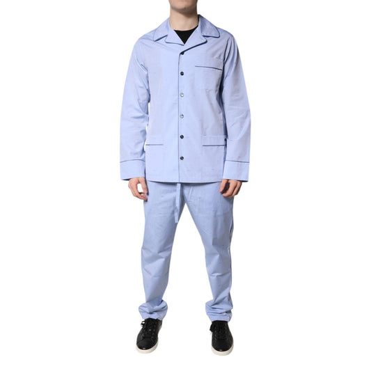 Dolce & Gabbana Light Blue DG Logo Cotton Men Pajama Set Sleepwear Dolce & Gabbana