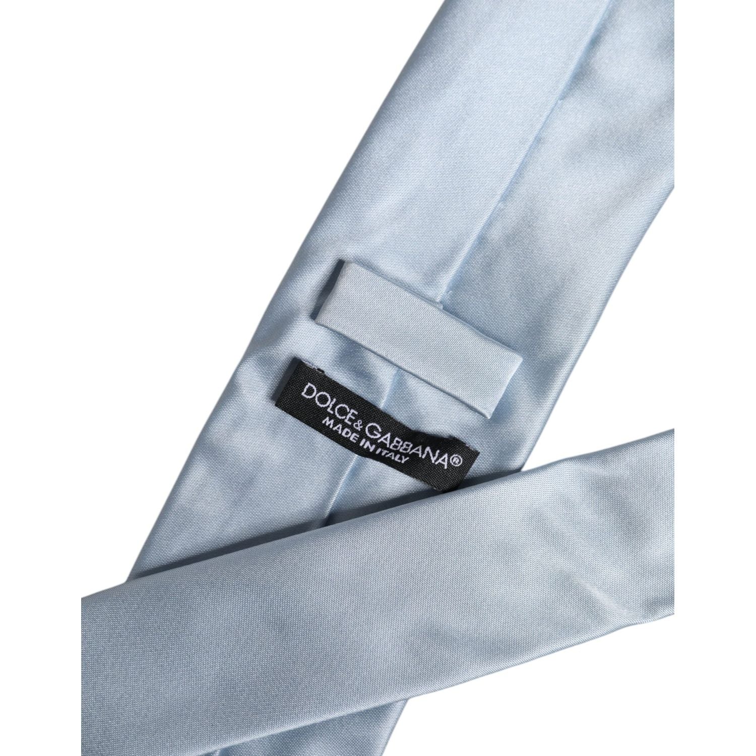 Dolce & Gabbana Light Blue Solid Silk Adjustable Necktie Tie
