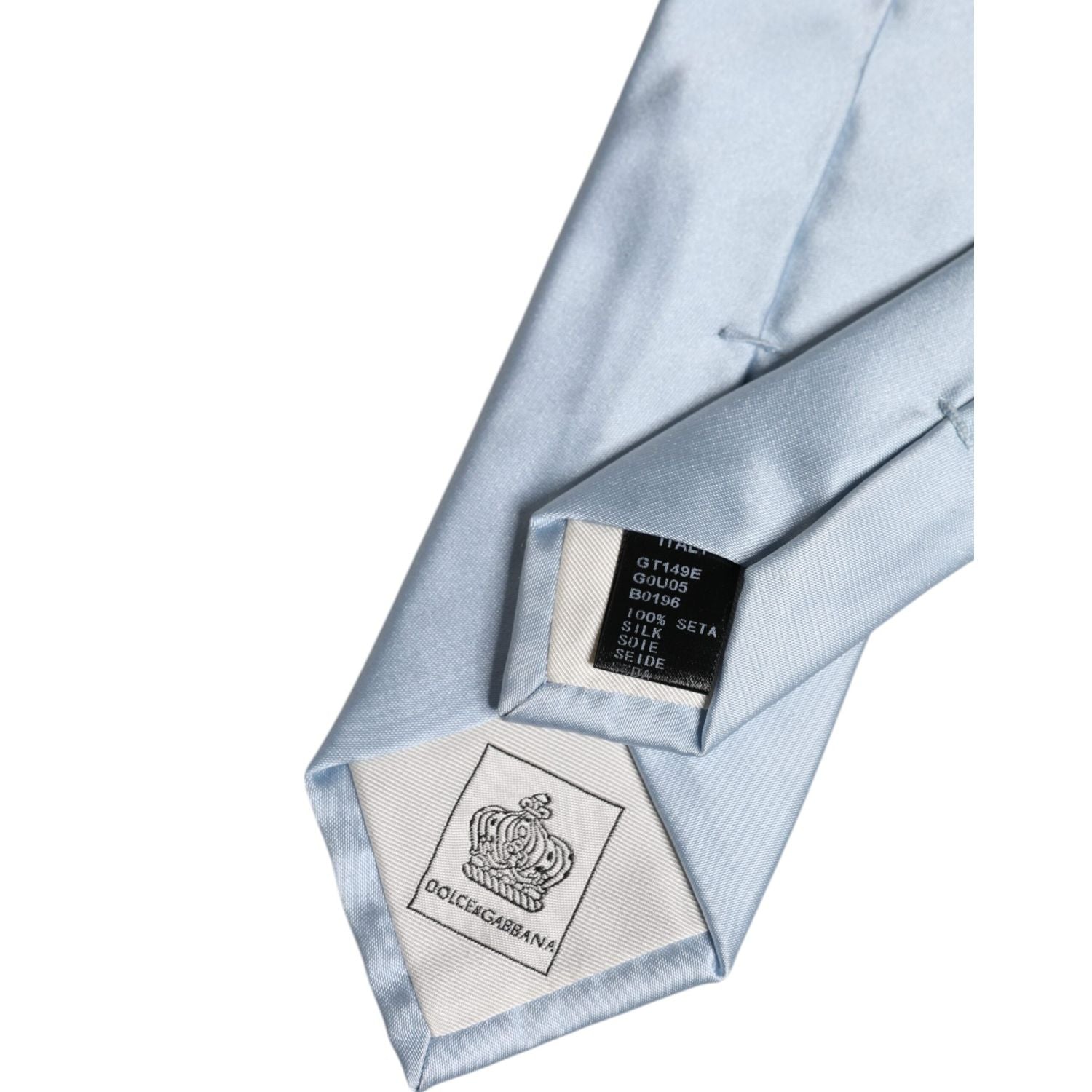 Dolce & Gabbana Light Blue Solid Silk Adjustable Necktie Tie