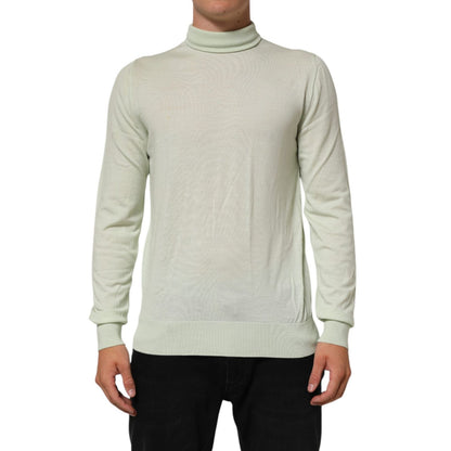 Dolce & Gabbana Light Green Logo TurtleNeck Pullover Sweater