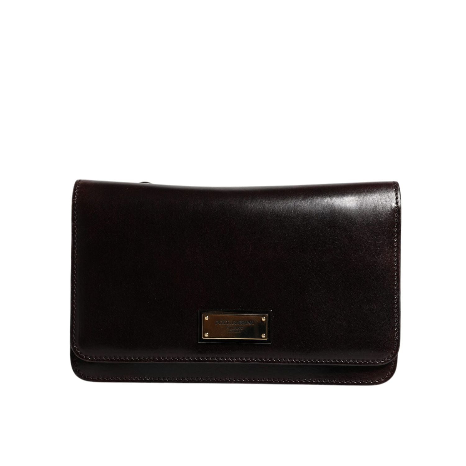 Dolce & Gabbana Maroon Horse Leather Logo Plaque Mini Crossbody Bag